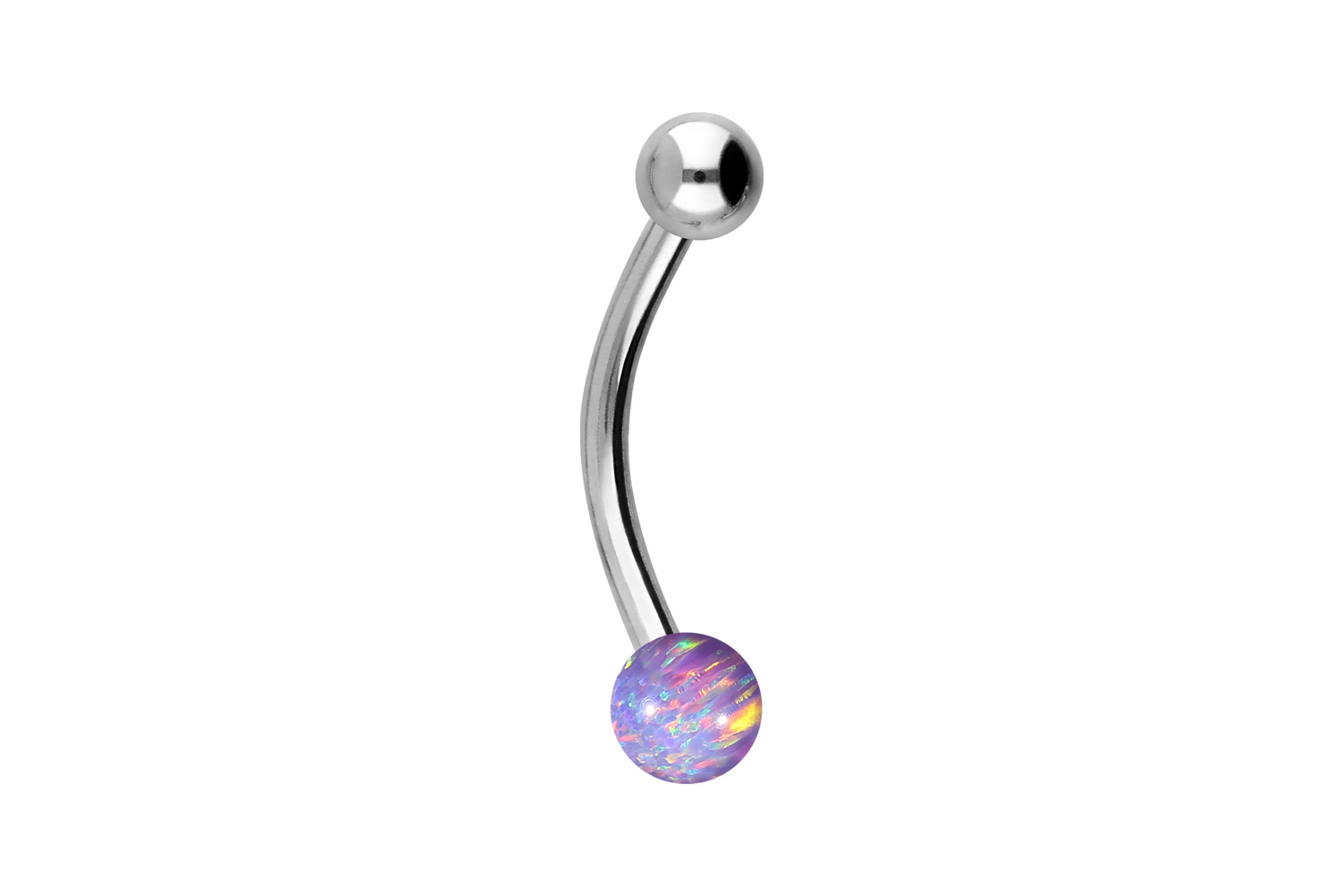 Chirurgenstahl Mini Bananabell Piercing SYNTHETISCHER OPAL + CHIRURGENSTAHL-KUGEL